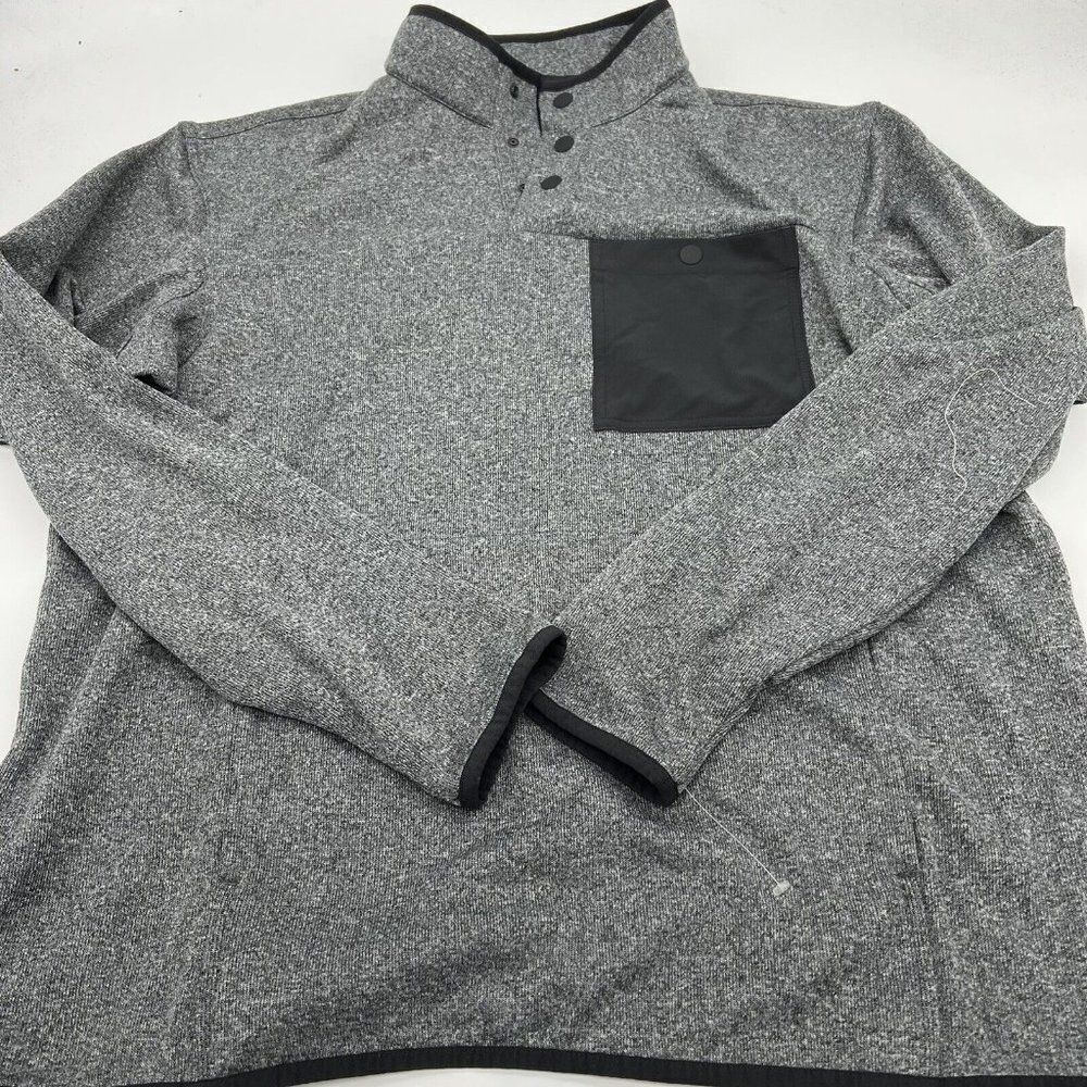Duluth Trading Co River Falls Men's Snap Mock Pullover Sz L Heather Black/Gray